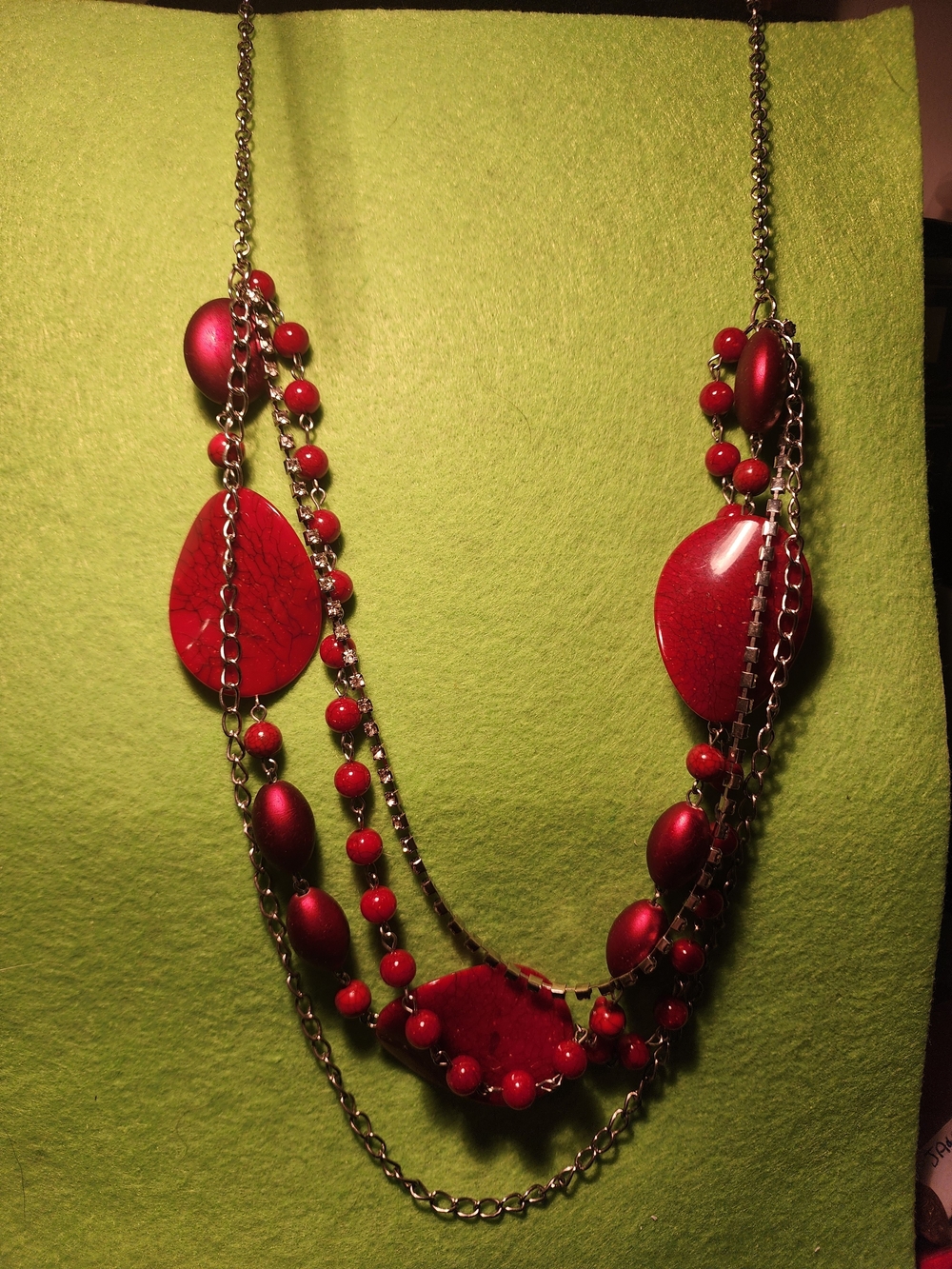 Red Multi-Strand Bead and Pendant Necklace - Women Jewelry